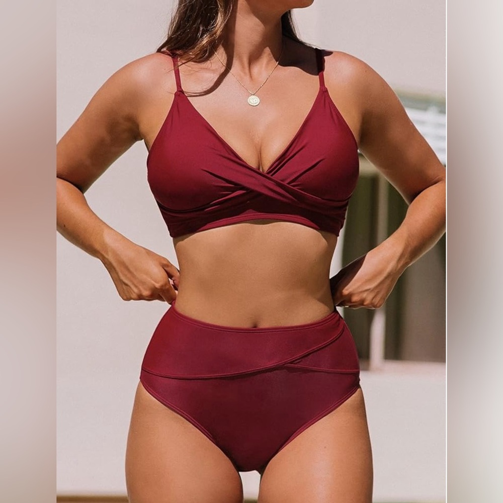 Cupshe Bikini, Red, Top Small, Bottom Medium